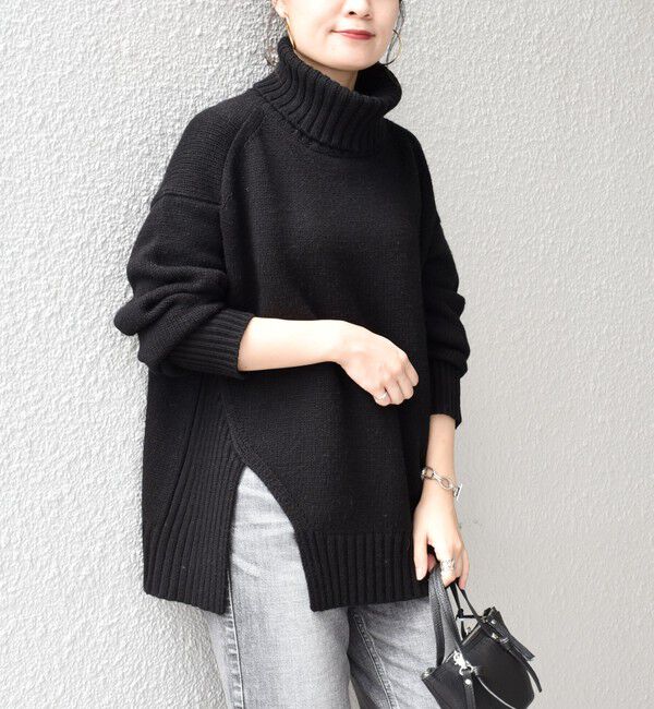 SHIPS for women「〈手洗い可能〉サイド スリット タートル プルオーバー」|ニット・セーター|