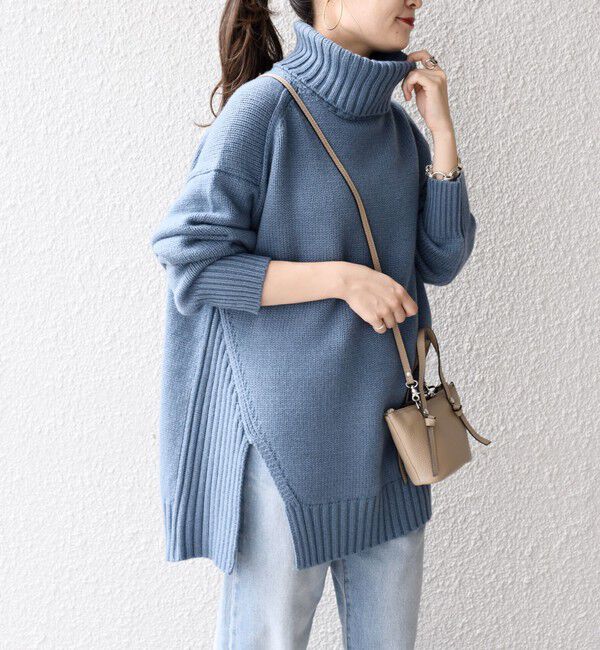 SHIPS for women「〈手洗い可能〉サイド スリット タートル プルオーバー」|ニット・セーター|