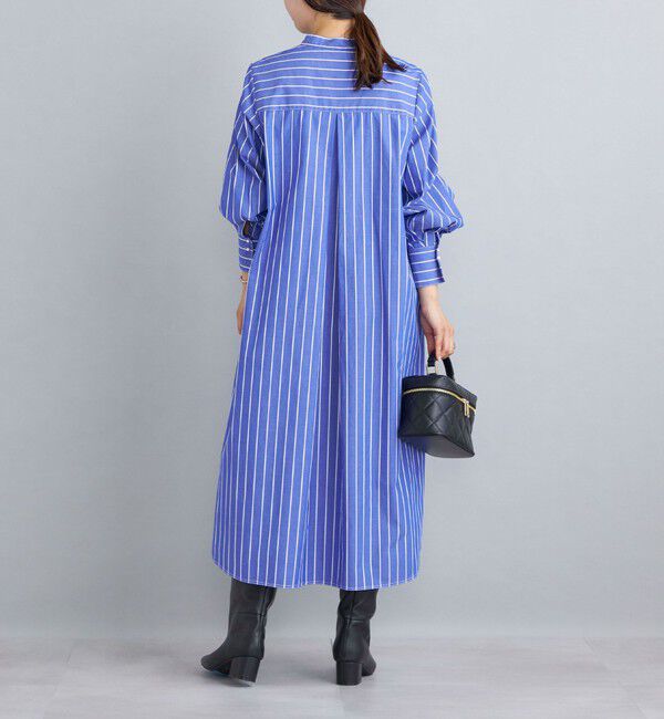 SHIPS for women「〈手洗い可能〉パールモチーフボタンワンピース ストライプ/ソリッド◇」|ワンピース|