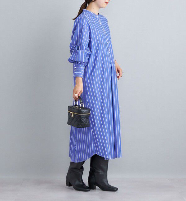 SHIPS for women「〈手洗い可能〉パールモチーフボタンワンピース ストライプ/ソリッド◇」|ワンピース|