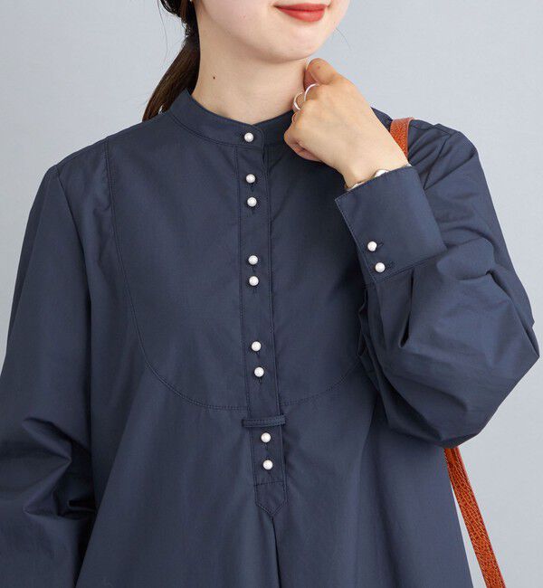 SHIPS for women「〈手洗い可能〉パールモチーフボタンワンピース ストライプ/ソリッド◇」|ワンピース|