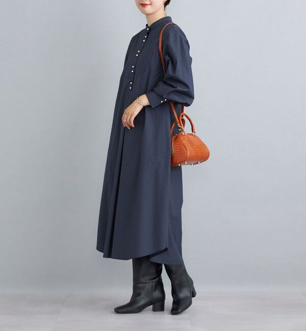 SHIPS for women「〈手洗い可能〉パールモチーフボタンワンピース ストライプ/ソリッド◇」|ワンピース|