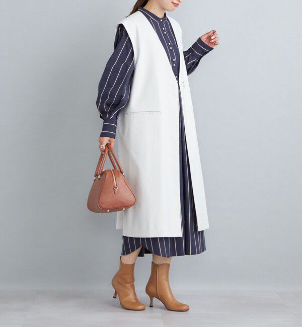 SHIPS for women「〈手洗い可能〉パールモチーフボタンワンピース ストライプ/ソリッド◇」|ワンピース|