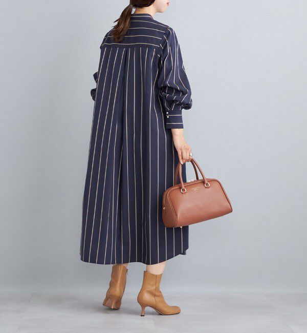 SHIPS for women「〈手洗い可能〉パールモチーフボタンワンピース ストライプ/ソリッド◇」|ワンピース|