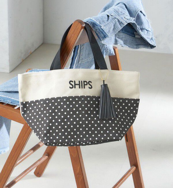 SHIPS for women「タッセル ポケット トートバッグ ドット」|トートバッグ|ダークグレー