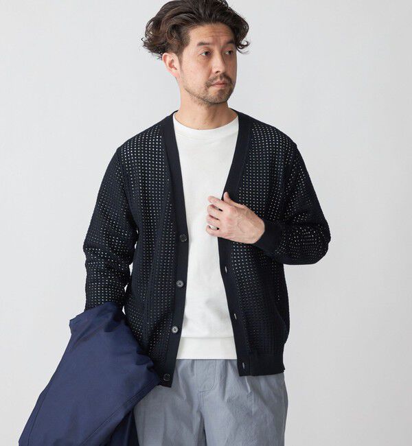 SHIPS「SHIPS:〈手洗い可能〉12ゲージ クロシェライク アイレット カーディガン」|カーディガン|