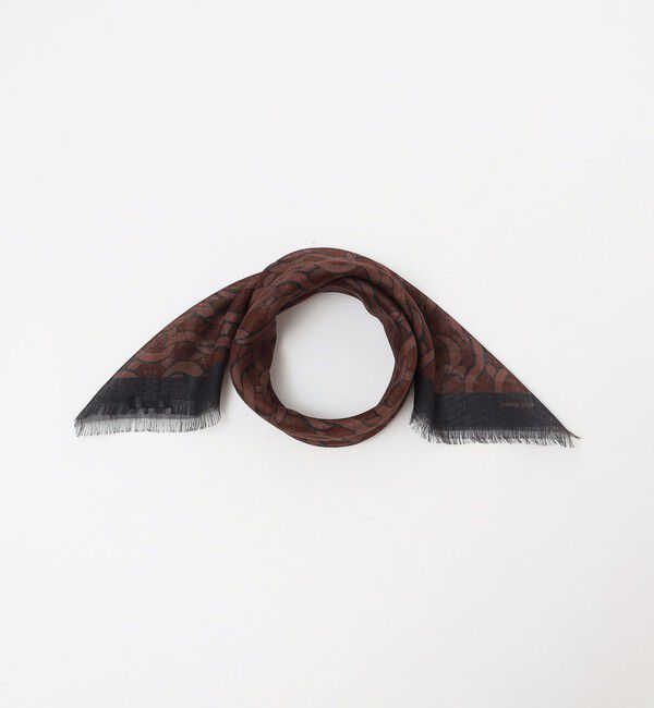 SHIPS「Fratelli Luigi: チェーン プリント スカーフ」|ストール|ブラウン