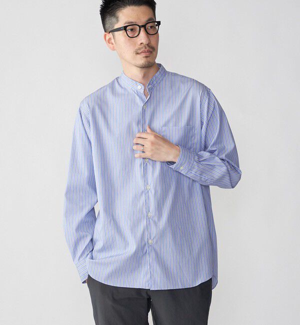 SHIPS「SHIPS: スーピマコットン ブロード リラックス バンドカラーシャツ」|シャツ・ブラウス|