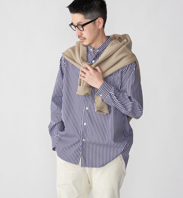 SHIPS「SHIPS: スーピマコットン ブロード リラックス バンドカラーシャツ」|シャツ・ブラウス|