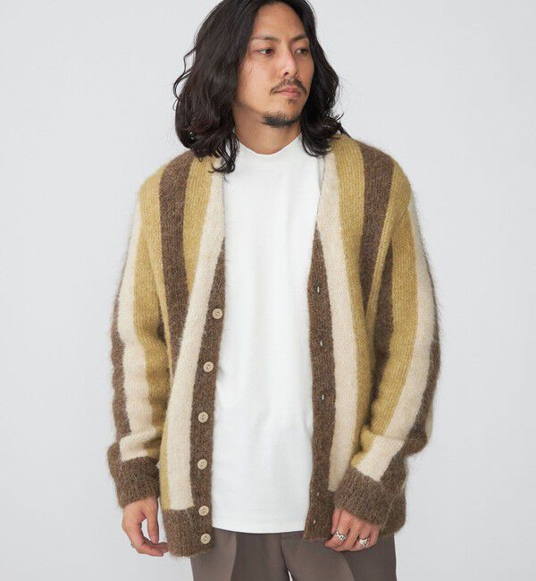 SHIPS「SHIPS: アルパカ ガーター Vネック カーディガン」|カーディガン|ベージュ