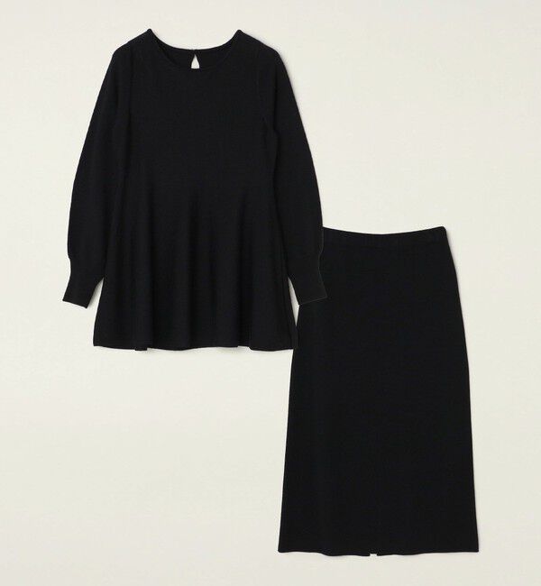 quaranciel「quaranciel:〈手洗い可能〉フレア プルオーバー ＆ Iライン スカート ニット セットアップ」|ニット・セーター|