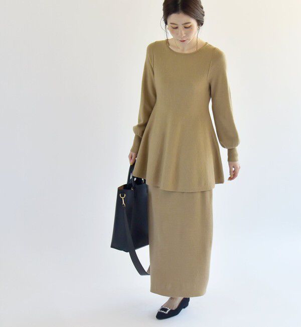 quaranciel「quaranciel:〈手洗い可能〉フレア プルオーバー ＆ Iライン スカート ニット セットアップ」|ニット・セーター|