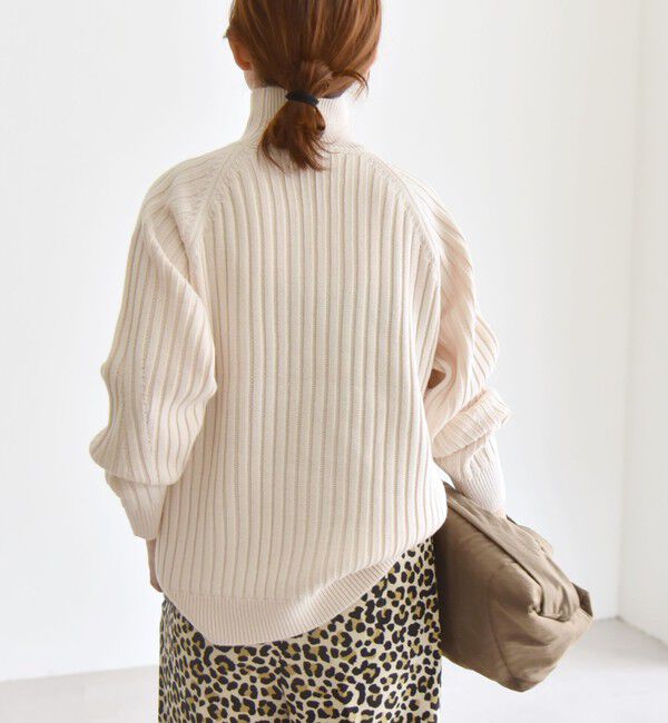 quaranciel「quaranciel:〈手洗い可能〉ファインウール ワイド リブ ラグラン ハイネックニット」|ニット・セーター|