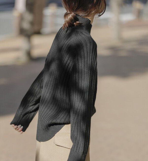 quaranciel「quaranciel:〈手洗い可能〉ファインウール ワイド リブ ラグラン ハイネックニット」|ニット・セーター|