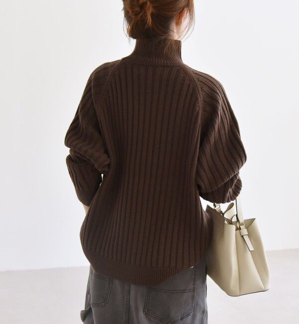 quaranciel「quaranciel:〈手洗い可能〉ファインウール ワイド リブ ラグラン ハイネックニット」|ニット・セーター|