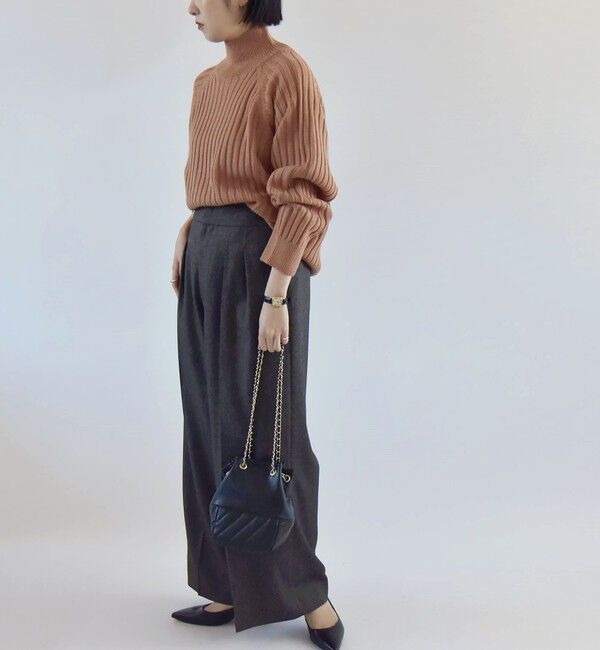 quaranciel「quaranciel:〈手洗い可能〉ファインウール ワイド リブ ラグラン ハイネックニット」|ニット・セーター|