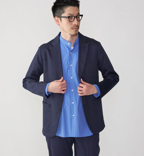 SHIPS「SHIPS: 〈セットアップ対応・手洗い可能〉ウォッシュド ピケ 2ボタン ジャケット」|テーラードジャケット|ネイビー