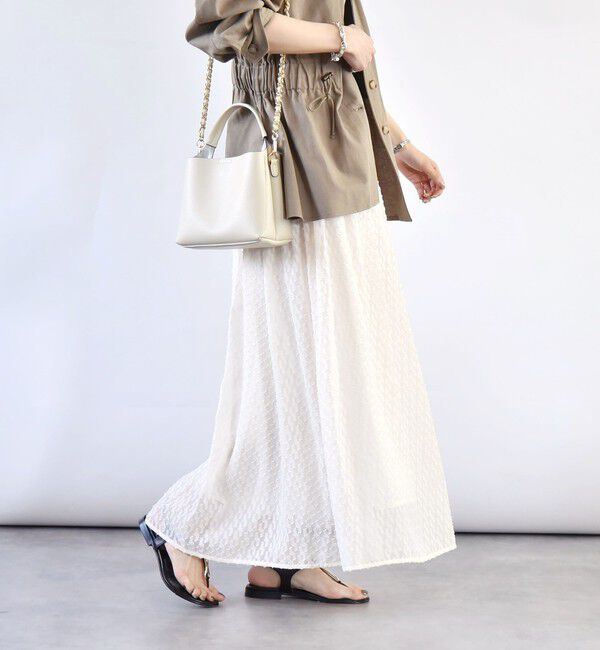 quaranciel「quaranciel:〈手洗い可能〉カットジャカード ジオメトリック ギャザー スカート」|スカート|ナチュラル