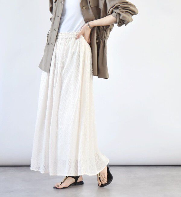 quaranciel「quaranciel:〈手洗い可能〉カットジャカード ジオメトリック ギャザー スカート」|スカート|