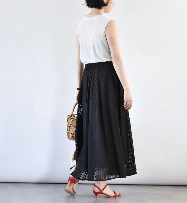 quaranciel「quaranciel:〈手洗い可能〉カットジャカード ジオメトリック ギャザー スカート」|スカート|