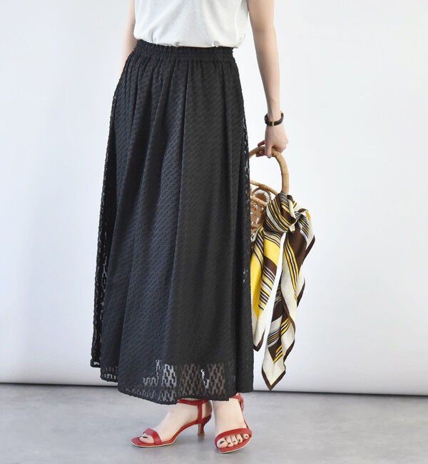 quaranciel「quaranciel:〈手洗い可能〉カットジャカード ジオメトリック ギャザー スカート」|スカート|
