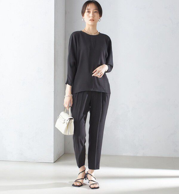 SHIPS for women「〈接触冷感 / 手洗い可能〉アセテート混 バックサテン テーパード パンツ」|その他|