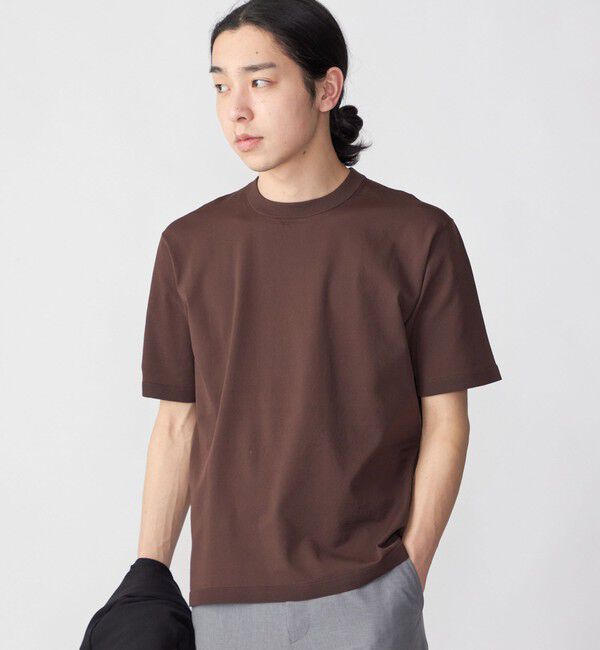 SHIPS「SHIPS:〈 洗濯機可能〉18ゲージ ポリエステル ライト リラックス ニット Tシャツ」|Tシャツ・カットソー|ブラウン