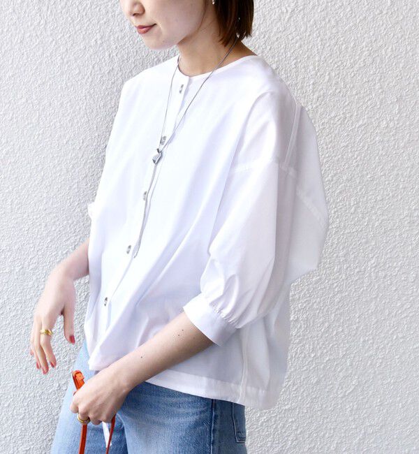 SHIPS for women「〈手洗い可能〉裾 ドロスト メタル ボタン ブラウス」|シャツ・ブラウス|