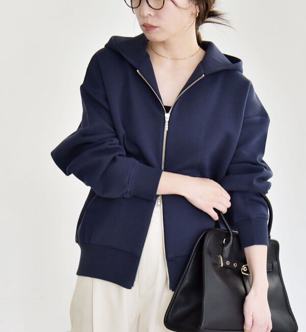 quaranciel「《一部追加予約》quaranciel:〈洗濯機可能〉ポンチ ダブルジップ スウェット パーカー」|パーカー|ネイビー