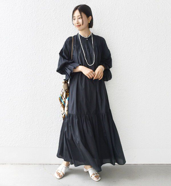 SHIPS for women「〈手洗い可能〉コットン シルク ローン ティアード ワンピース」|ワンピース|