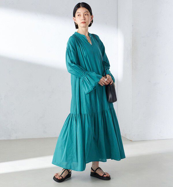 SHIPS for women「〈手洗い可能〉コットン シルク ローン ティアード ワンピース」|ワンピース|