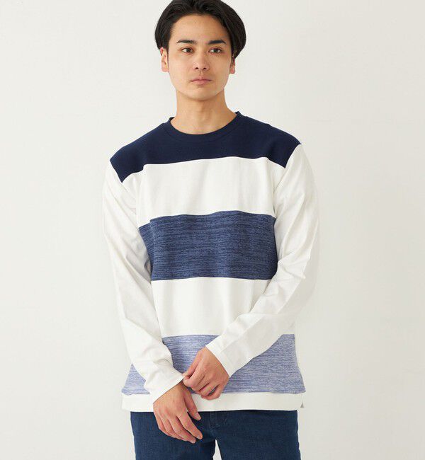 SHIPS Colors 「SHIPS Colors:〈手洗い可能〉切り替え ボーダー ロングスリーブ TEE」|Tシャツ・カットソー|