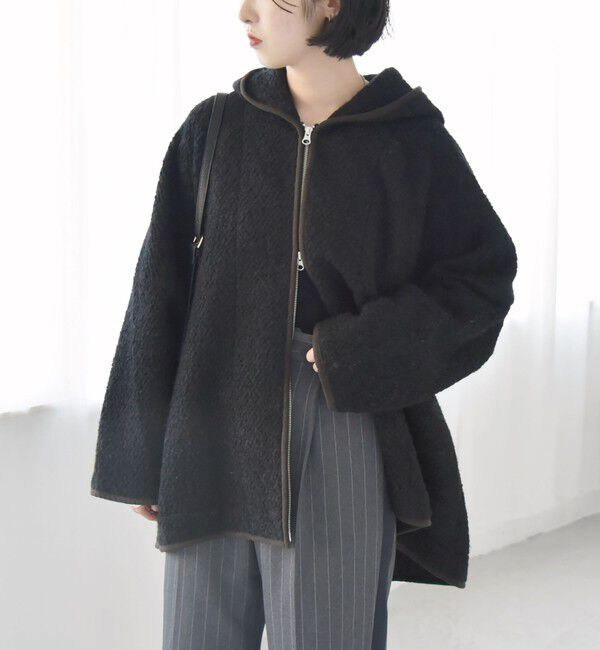 quaranciel「quaranciel: ループヤーン ダブルジップ フーデッド ケープ コート」|その他|