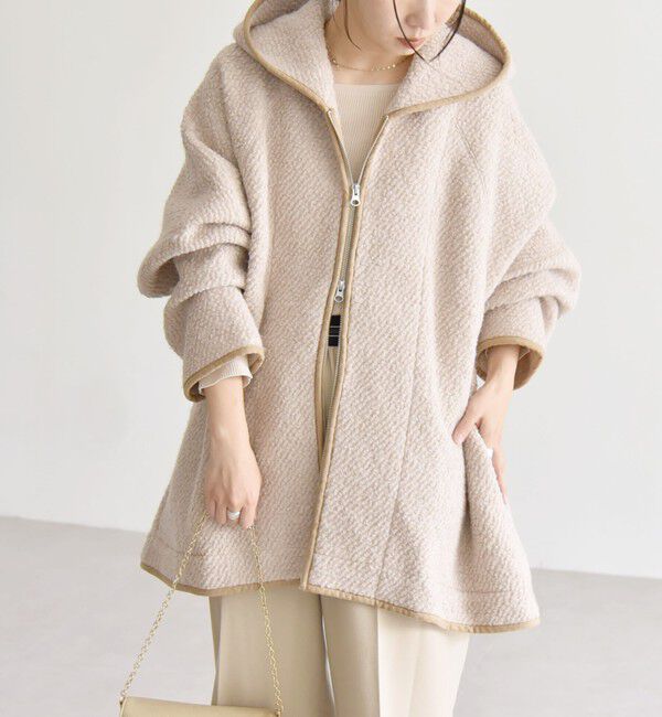 quaranciel「quaranciel: ループヤーン ダブルジップ フーデッド ケープ コート」|その他|