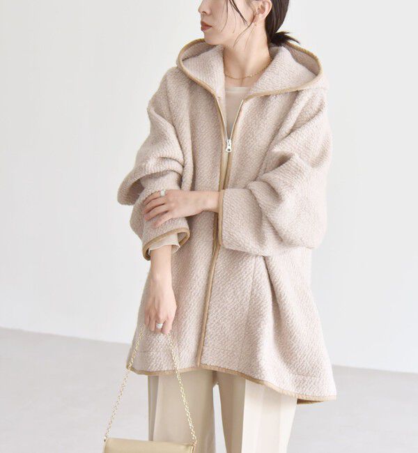 quaranciel「quaranciel: ループヤーン ダブルジップ フーデッド ケープ コート」|その他|