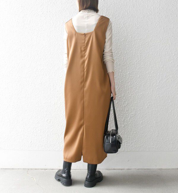 SHIPS any「SHIPS any:〈手洗い可能〉サテン スクエアネック ロング ワンピース」|ワンピース|