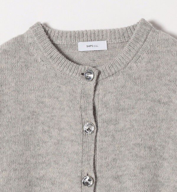 SHIPS any「SHIPS any:〈手洗い可能〉ビジュー ボタン クルーネック コンパクト カーディガン」|カーディガン|