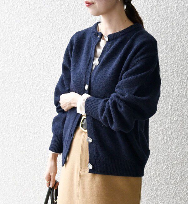 SHIPS any「SHIPS any:〈手洗い可能〉ビジュー ボタン クルーネック コンパクト カーディガン」|カーディガン|