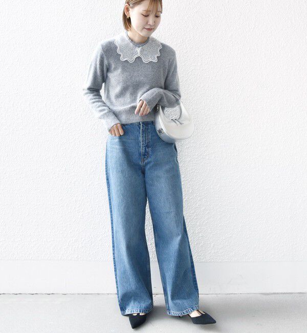 SHIPS for women「【WEB限定】〈手洗い可能〉布帛 襟付き ニット プルオーバー」|ニット・セーター|