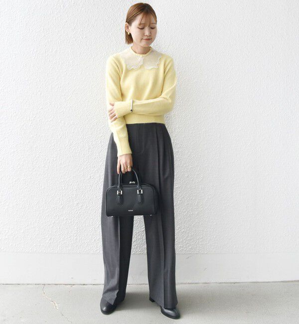 SHIPS for women「【WEB限定】〈手洗い可能〉布帛 襟付き ニット プルオーバー」|ニット・セーター|