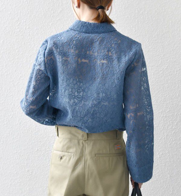 SHIPS any「SHIPS any:〈手洗い可能〉フラワーレース エンブロイダリー シアー シャツ」|シャツ・ブラウス|