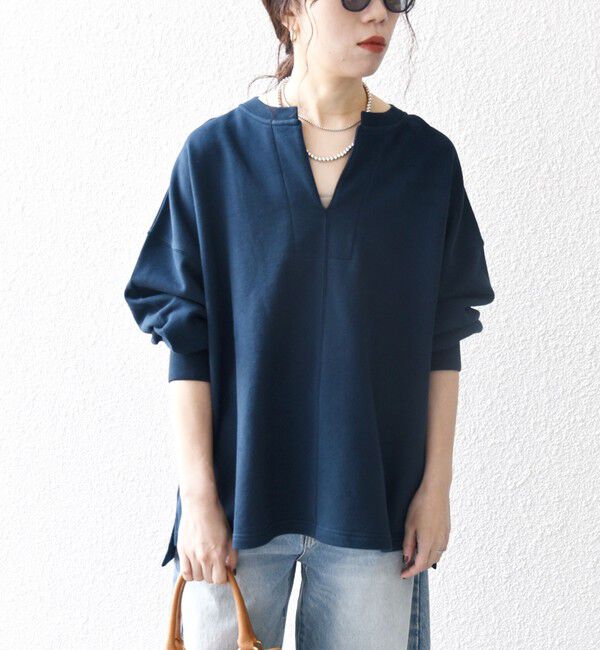 SHIPS any「《追加予約》SHIPS any:〈洗濯機可能〉USAコットン 裏毛 スキッパー ルーズ スウェット」|スウェット・ジャージ|