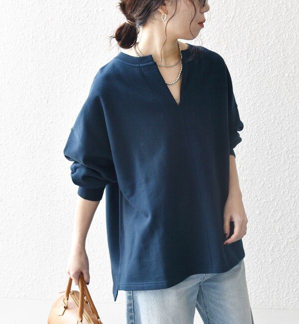 SHIPS any「《追加予約》SHIPS any:〈洗濯機可能〉USAコットン 裏毛 スキッパー ルーズ スウェット」|スウェット・ジャージ|