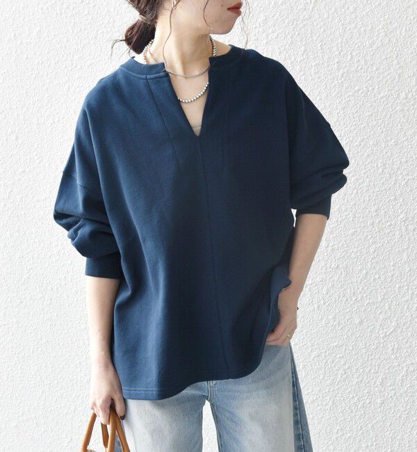 SHIPS any「《追加予約》SHIPS any:〈洗濯機可能〉USAコットン 裏毛 スキッパー ルーズ スウェット」|スウェット・ジャージ|