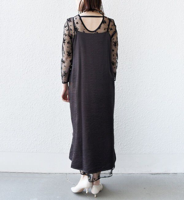 SHIPS for women「kaene:フロッキー レース &times; サテン 2WAY ワンピース（セレモニー対応可）」|ドレス|
