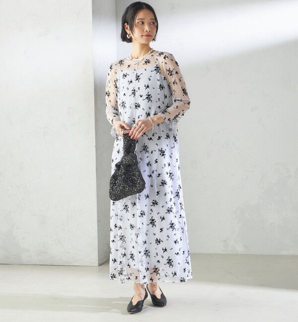 SHIPS for women「kaene:フロッキー レース &times; サテン 2WAY ワンピース（セレモニー対応可）」|ドレス|