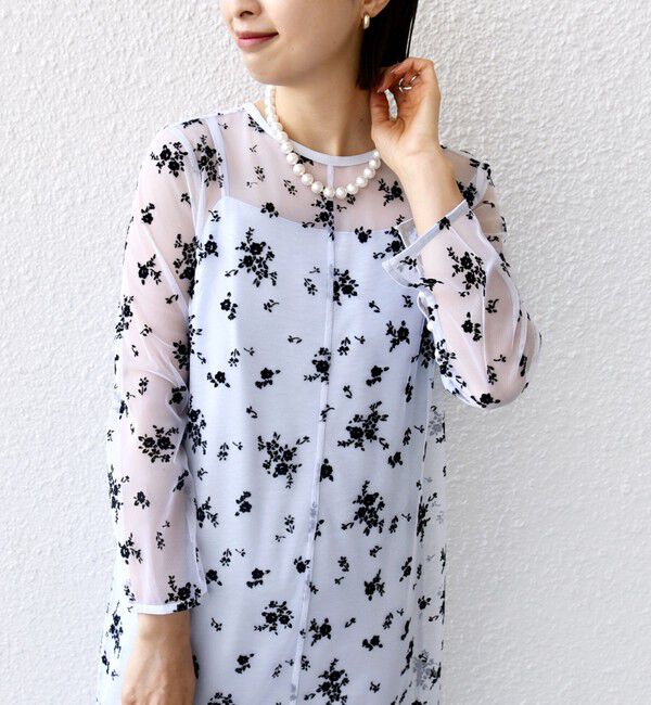 SHIPS for women「kaene:フロッキー レース &times; サテン 2WAY ワンピース（セレモニー対応可）」|ドレス|