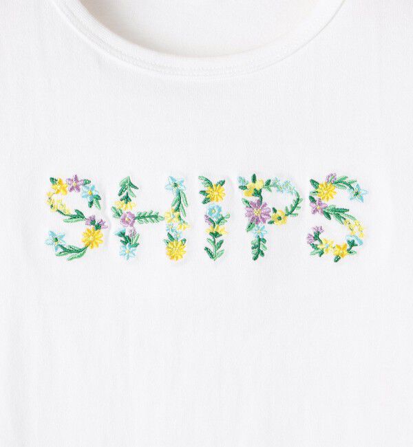 SHIPS KIDS「SHIPS KIDS:100～130cm / ガーリー 刺繍 ロゴ Tシャツ」|Tシャツ・カットソー|