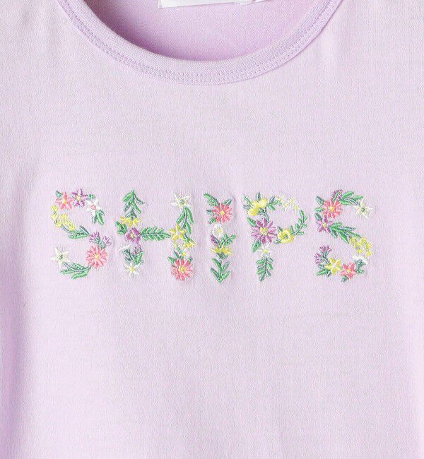 SHIPS KIDS「SHIPS KIDS:100～130cm / ガーリー 刺繍 ロゴ Tシャツ」|Tシャツ・カットソー|