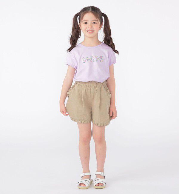 SHIPS KIDS「SHIPS KIDS:100～130cm / ガーリー 刺繍 ロゴ Tシャツ」|Tシャツ・カットソー|